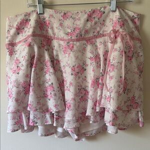 ARULA Pink Floral Ruffle Mini Skirt